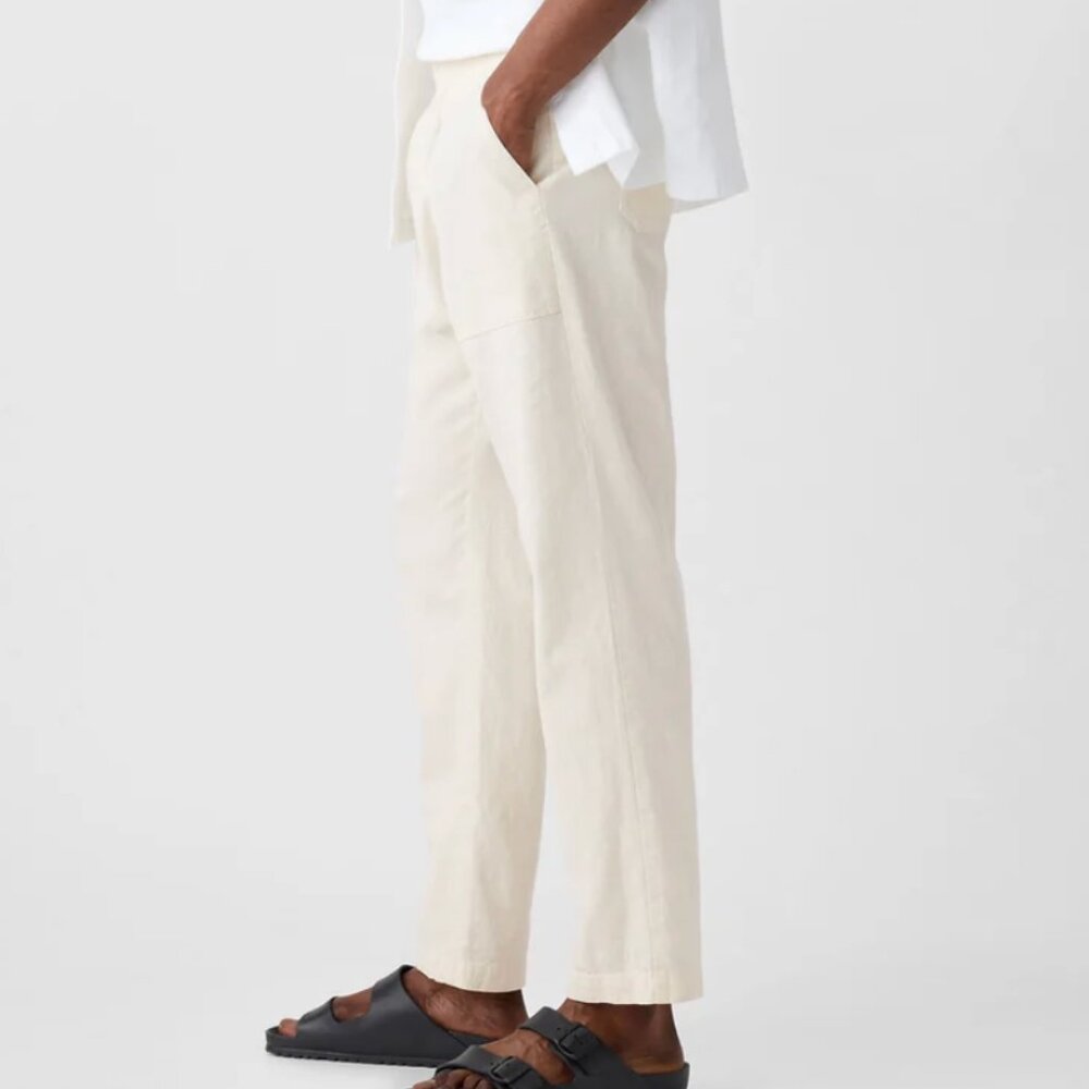 GAP Factory Easy Linen-Blend Utility Pants, Tan Chino, Medium, NWOT - Picture 4 of 5